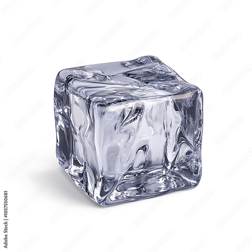 Poster square ice cube isolated on white background