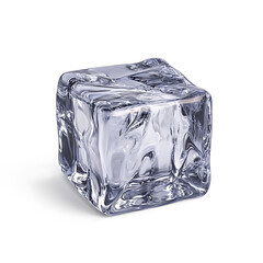 Square ice cube isolated on white background