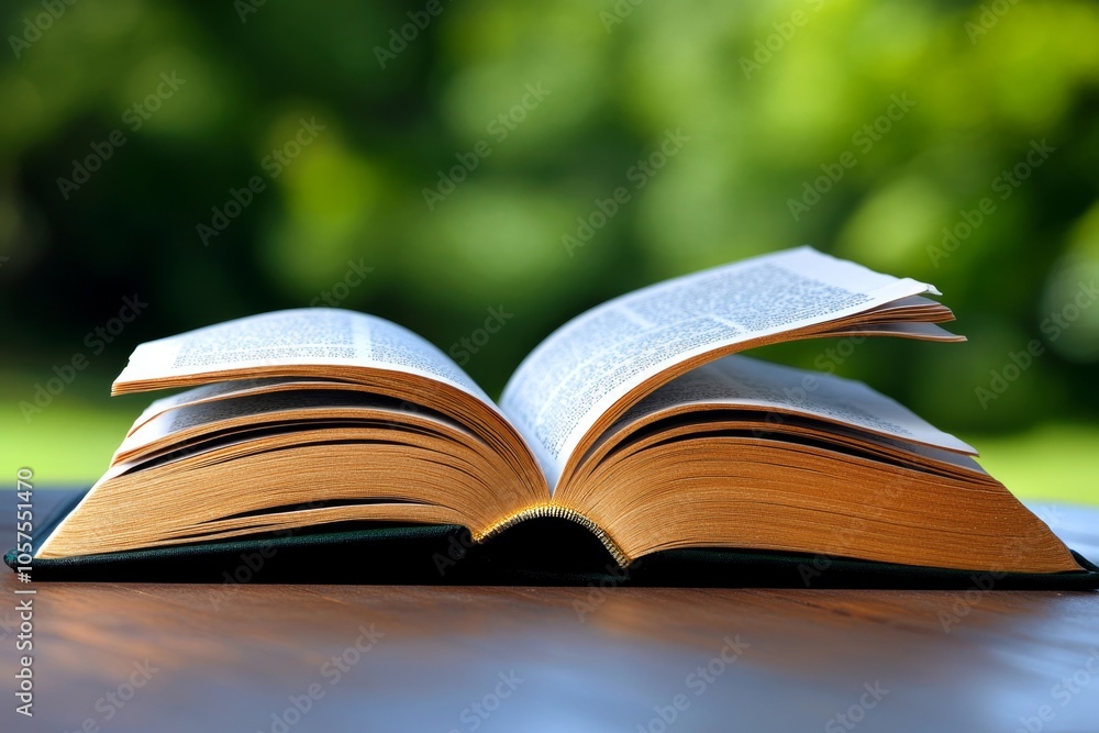 Poster Flat 2D depiction of a law book open on a table, with clean, bold lines representing knowledge and order on a white background, symbolizing simplicity and wisdom