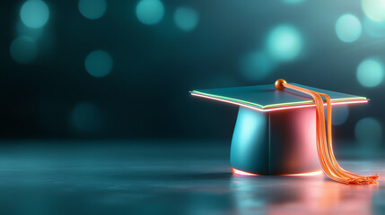 Vibrant neon graduation cap a celebration of achievement and future aspirations in abstract design