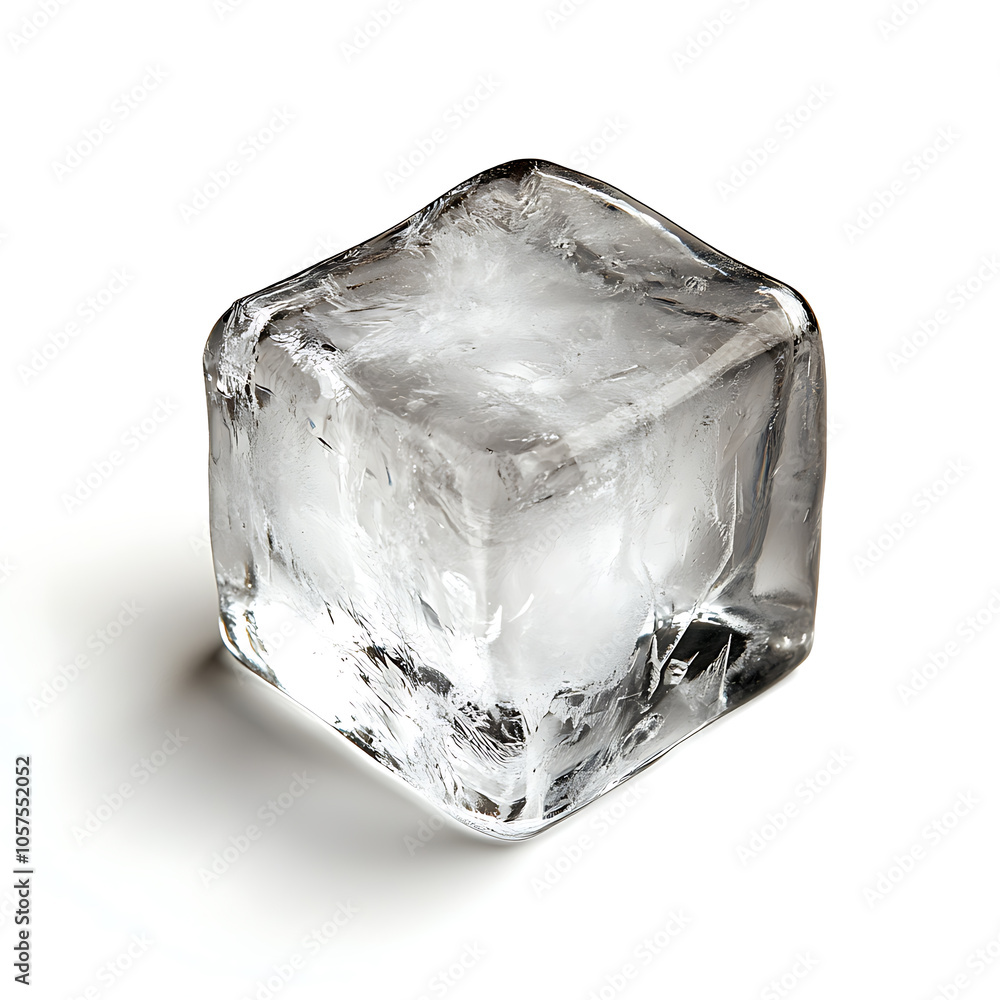 Poster square ice cube isolated on white background