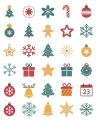 Christmas Ornaments with Santa Claus, Reindeer, and Snowman element collection 