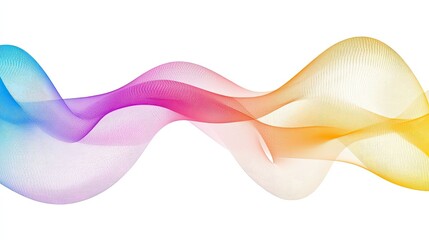 Abstract Colorful Wavy Lines on White Background