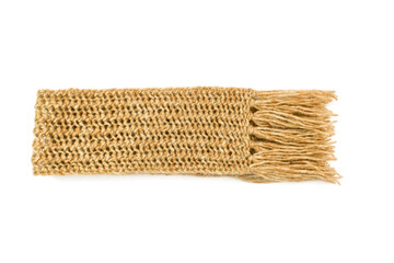 Brown warm scarf on a white background