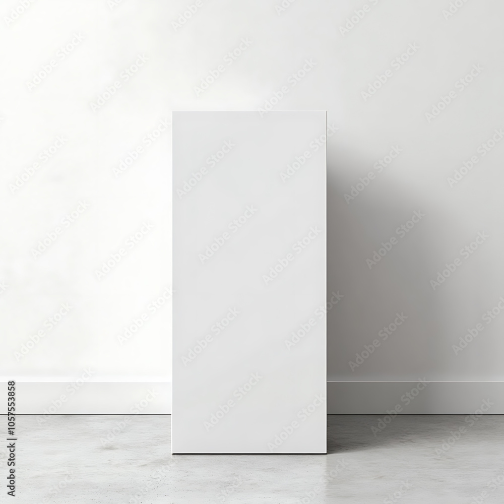 Aufkleber white blank empty rectangle pedestal template in front of white wall