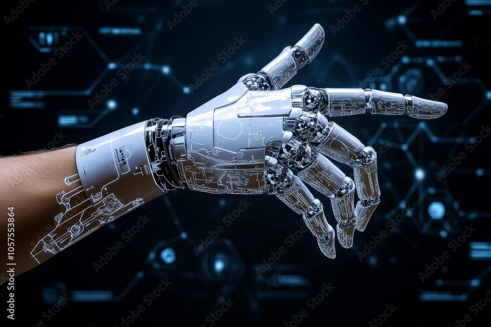 Leinwandbilder Line drawing of a robotic arm with simple lines capturing the essence of automation in a clean, modern style, symbolizing structure and functionality