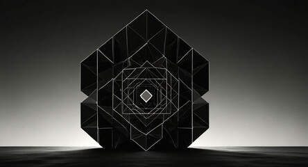 Black geometry art with sci-fi minimal concept