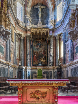 Ornate interior of the historic Cathedral of Evora in Portugal; Evora, Evora, Portugal
