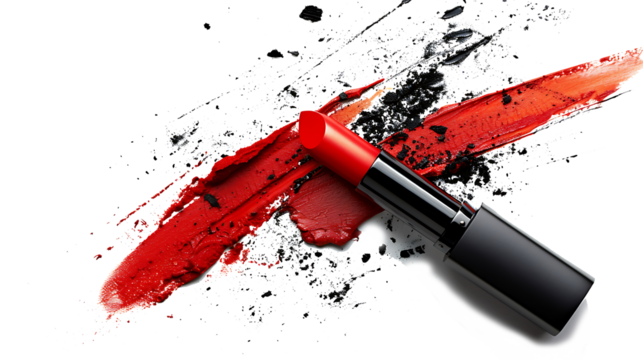 Red lipstick mark kiss isolated on white background,cut out