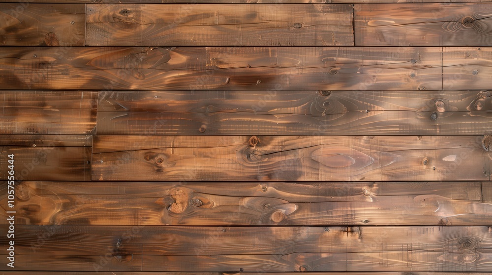 Wall mural Rustic Wooden Paneling, warm tones and rich textures, showcases prominent grain and knots, creating a cozy, inviting atmosphere perfect for any interior setting