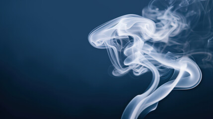 Fototapeta premium Ethereal White Smoke Dance, delicate wisps of white smoke gracefully drifting against a deep dark backdrop, creating a mesmerizing and elegant visual contrast.
