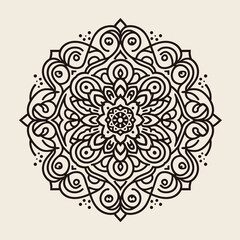Mongolian-inspired abstract line art mandala with intricate patterns, AI Generation
