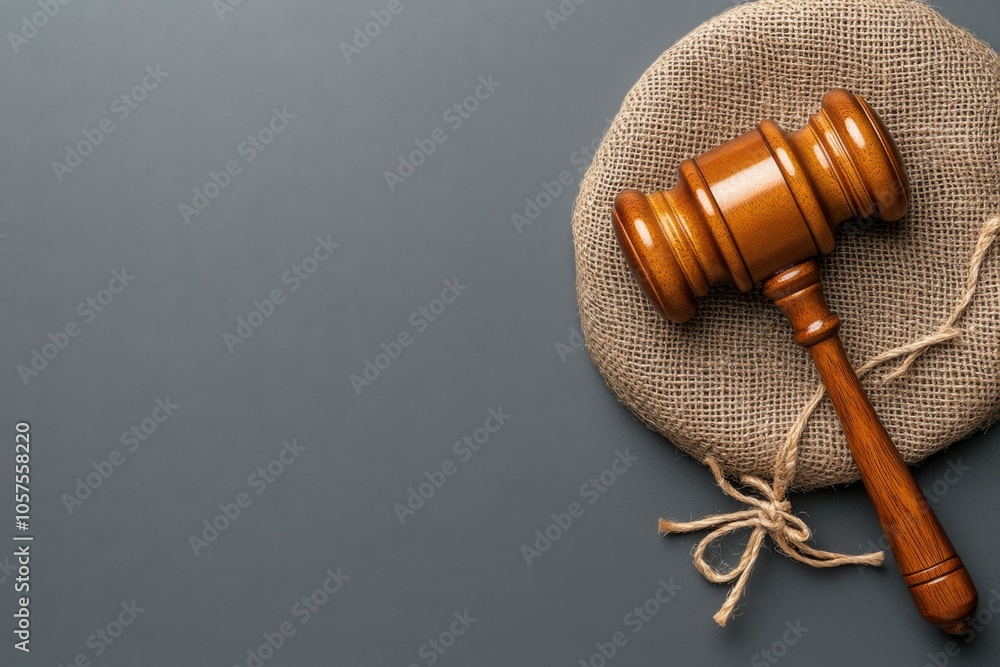 Poster simple outline of a gavel, symbolizing authority and decision-making in a clean and clear design, sy