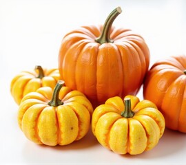 Obraz premium pumpkins different vegetables on white background