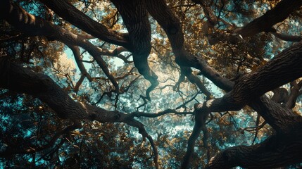 Cross-shaped tree branches forming natural frame Close-up photo with clean background