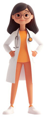 Obraz premium PNG Female Doctor character cartoon doctor.