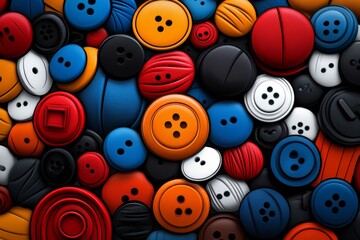Fototapeta premium a 2D cartoon illustration of a collection of vintage sewing buttons artistic and classic white background