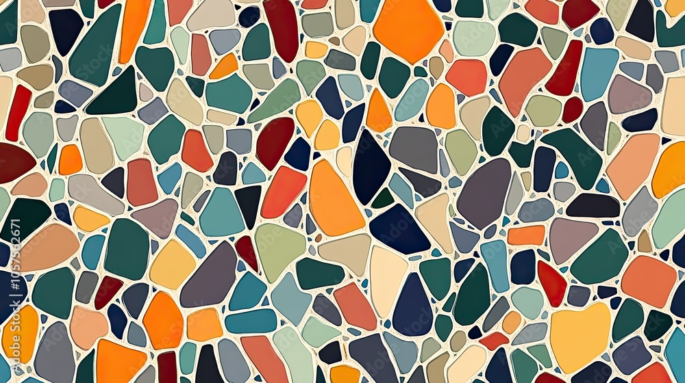 Poster abstract mosaic pattern with irregularly shaped tiles