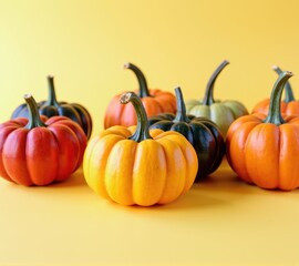 pumpkins different vegetables on white background