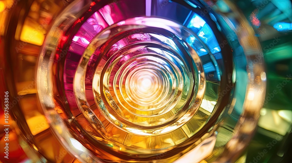 Poster abstract colorful circular pattern with glowing center