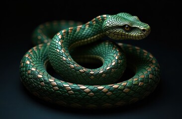 Fototapeta premium striking close-up of green snake with bronze stripe
