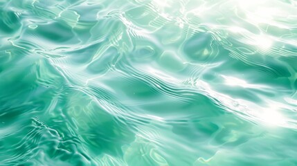 Gentle mint waves reflecting sunlight in an abstract summer view Close-up photo with clean background