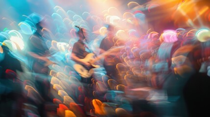 Barely visible musicians command the stage amidst a sea of energy.