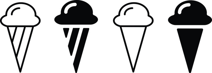 Ice cream cone icon vector illustration, Ice Cream Line Icon, Vanilla Ice cream cone Dessert Icon Element illustration Line