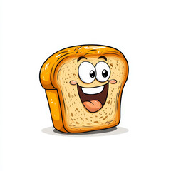 Fototapeta na wymiar Happy Cartoon Loaf of Bread Illustration