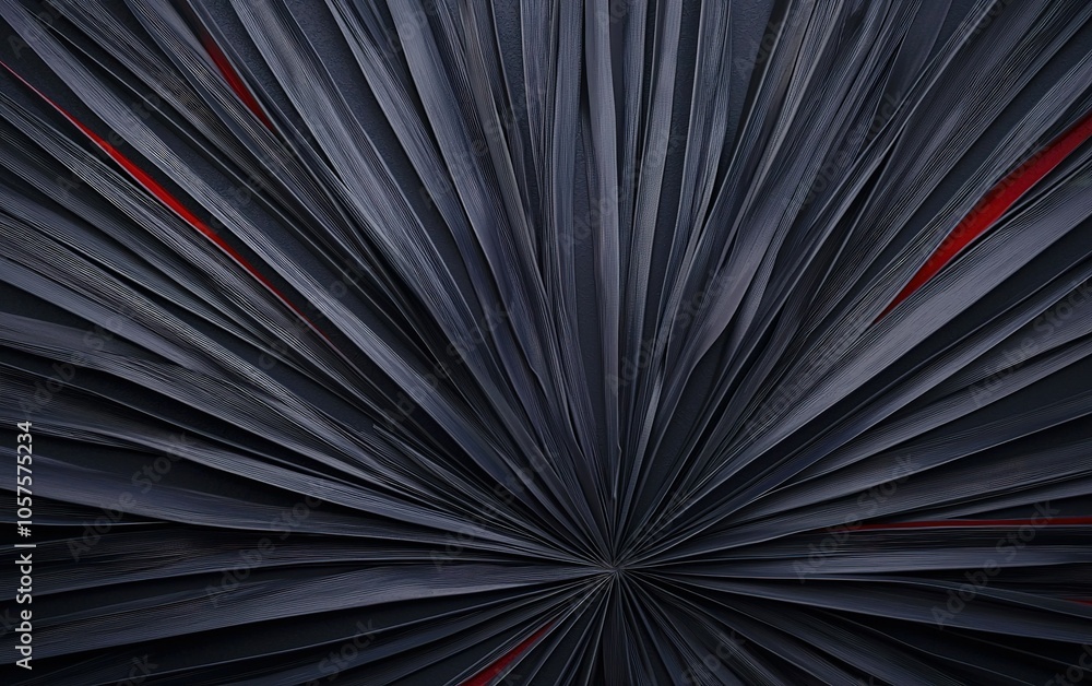 Aufkleber Intricate fan-like arrangement of dark fabric with hints of red, showcasing depth and texture against a neutral background