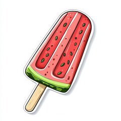 Colorful Watermelon Popsicle Cartoon Illustration