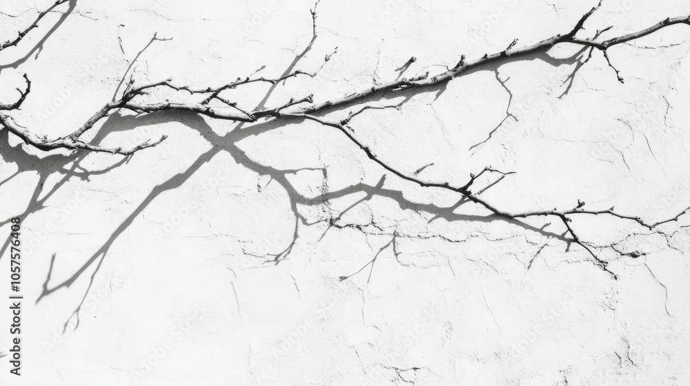 Aufkleber blurred overlay effect enhances natural light photography gray shadows of branches on a textured whi