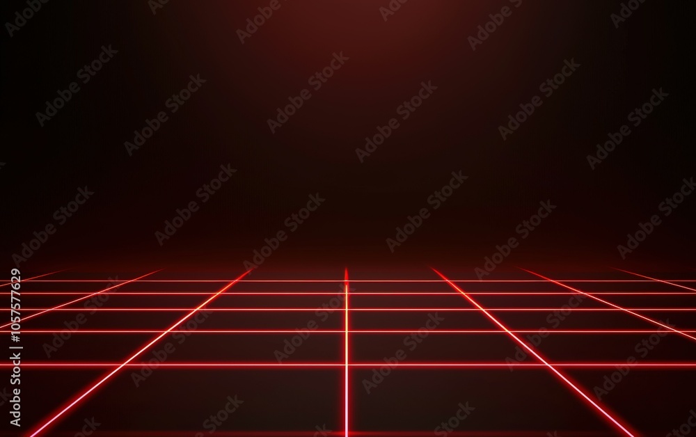 Poster a geometric grid of red lines against a dark background creates a futuristic atmosphere suitable for