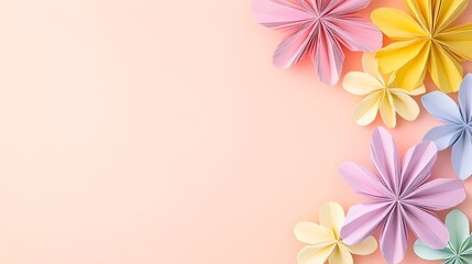 Naklejka premium Beautiful Origami Daisy Flower Arrangement - Elegant Layered Paper Petals Against a Solid Color Background for Stunning Home Decor or Art Projects