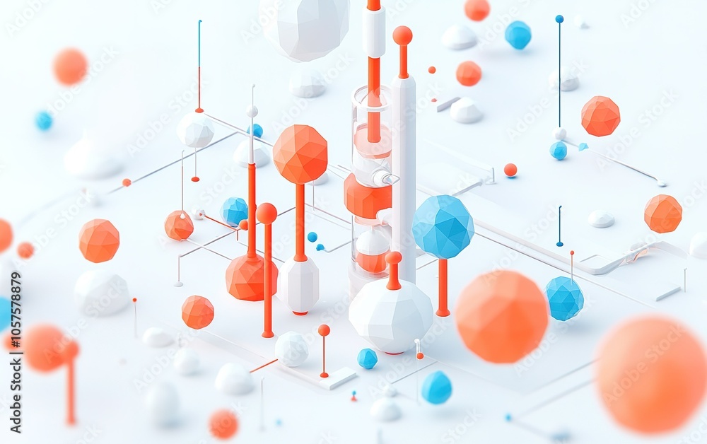 Poster abstract geometric shapes in vibrant colors create a dynamic landscape in a digital space showcasing