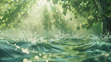 Summer nature scene with mint waves glistening in the sun Close-up photo with clean background