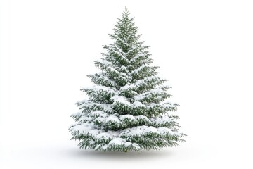 Fototapeta premium Christmas tree covered with snow isolated on white background.
