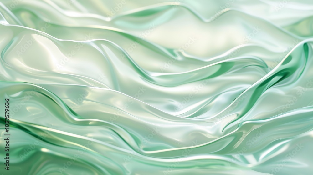 Fototapete sunlight dancing on mint colored waves in an abstract pattern close-up photo with clean background