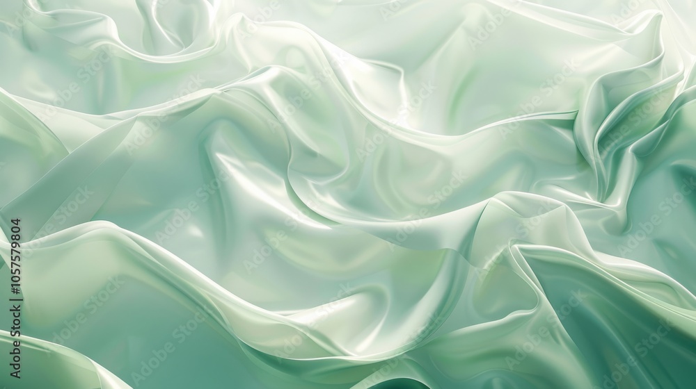 Leinwandbilder Sunlit mint green waves creating a soothing abstract pattern Close-up photo with clean background