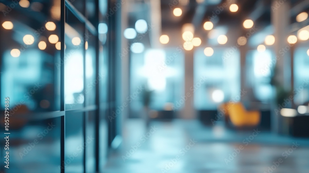 Poster blurred vacant office space with abstract light bokeh in the background ideal for design concepts re