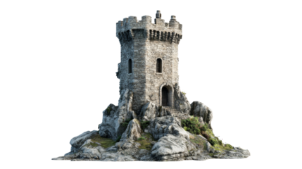 Old tower castle isolated png