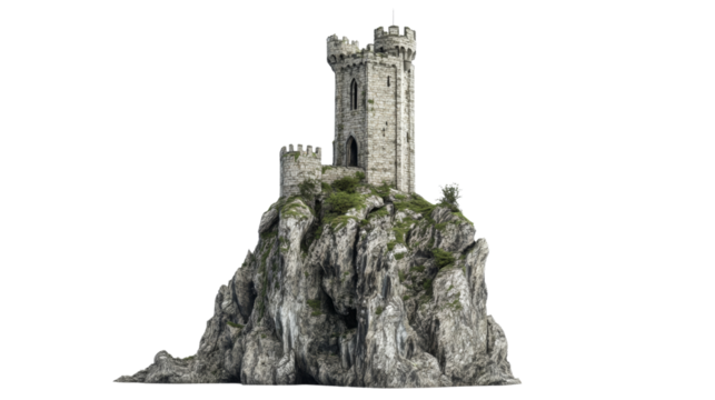 Old tower castle isolated png