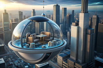 Obraz premium Floating Virtual Workspace