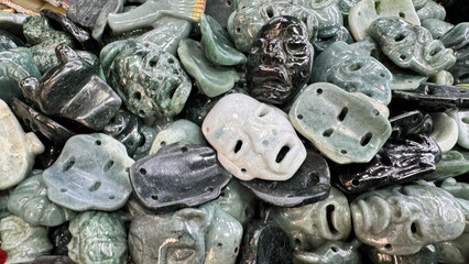 mayan relics in stone, jade and clay with amazing detail and carving 
