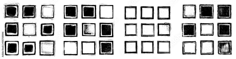 Poster hand-drawn square frame. smudges in the text box. felt-tip pen borders with black strokes.