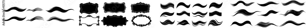 Poster isolated white background with wave curve frame. hand drawn wavy rectangle borders. doodle brush dra