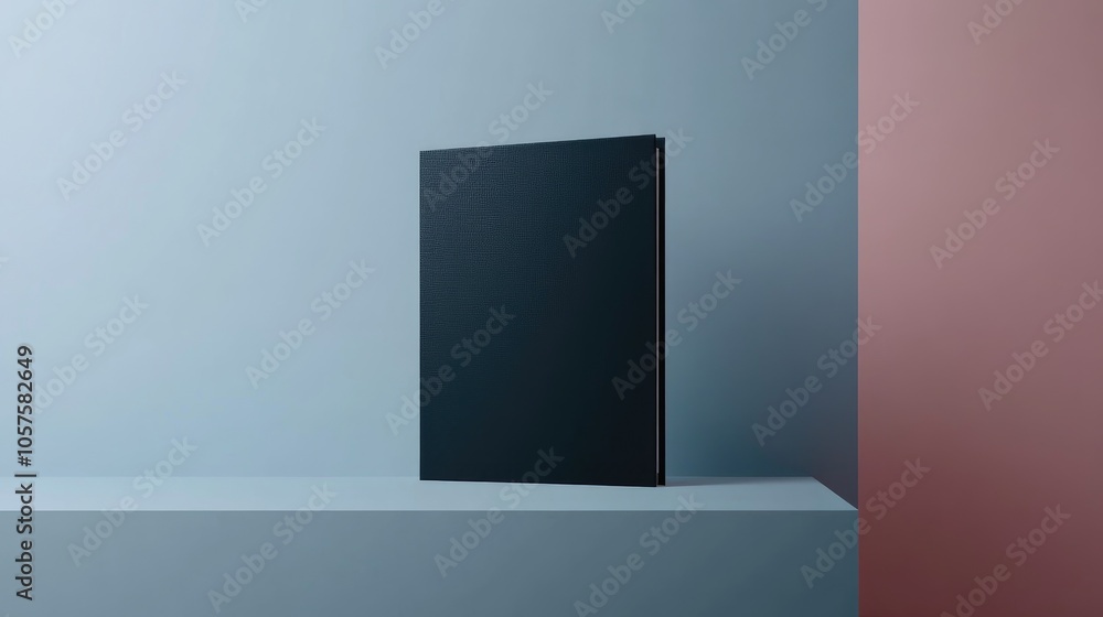 Poster a sleek brochure mockup is displayed upright on a smooth surface showcasing its minimalist design en