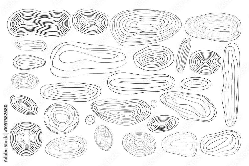Poster doodle hand drawn oval lines frames set. highlight circles drawn with marker. highlighting text and 