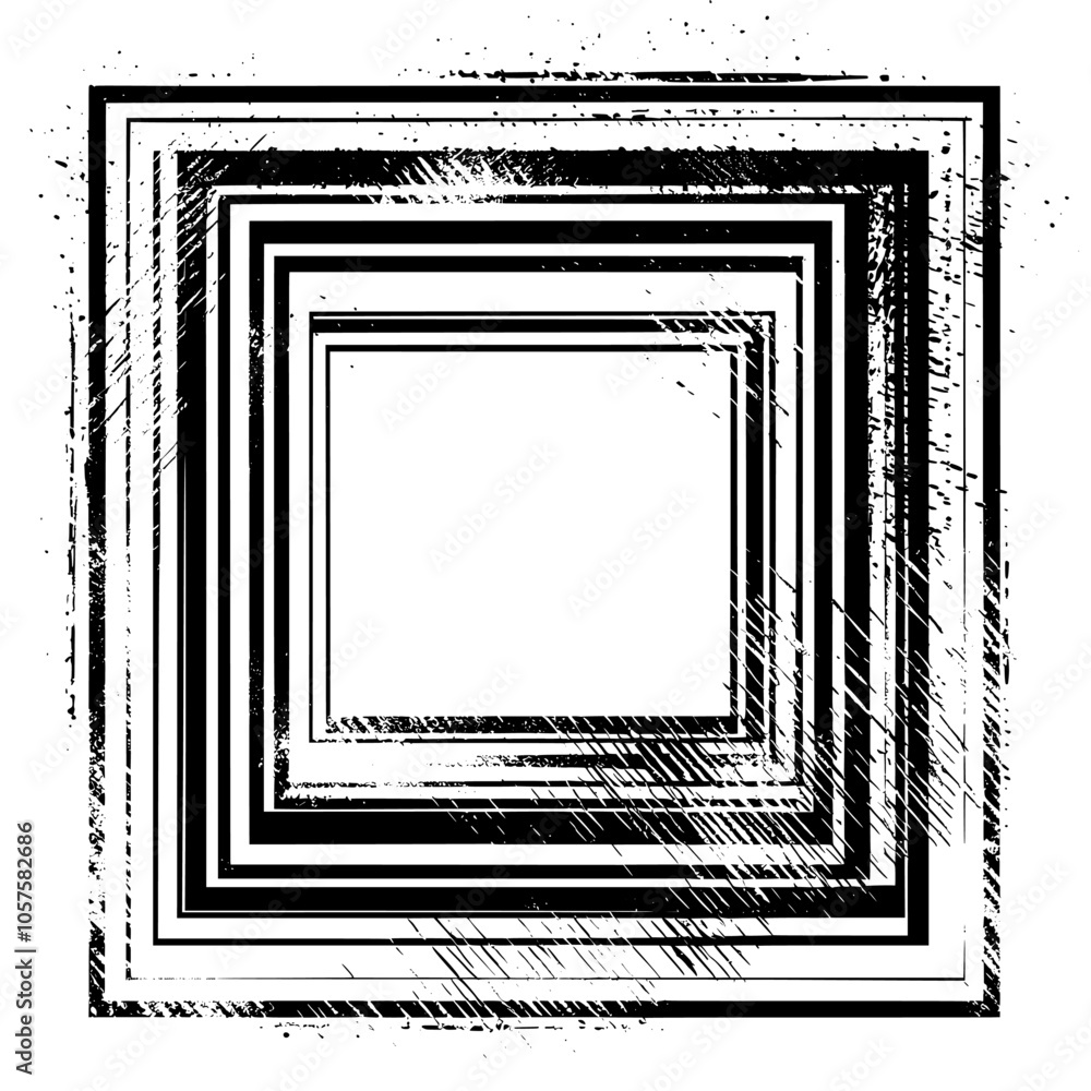 Poster modern illustration with hand drawn square frames in sketchy style. doodle frames with black frame o