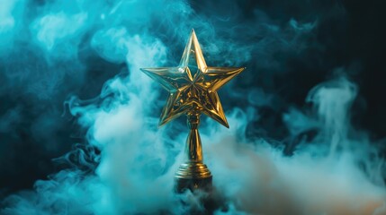 Celebrate success with sophistication A gold star trophy emerges from smoke against a blue backdrop Choose investments that reflect the essence of accomplishment
